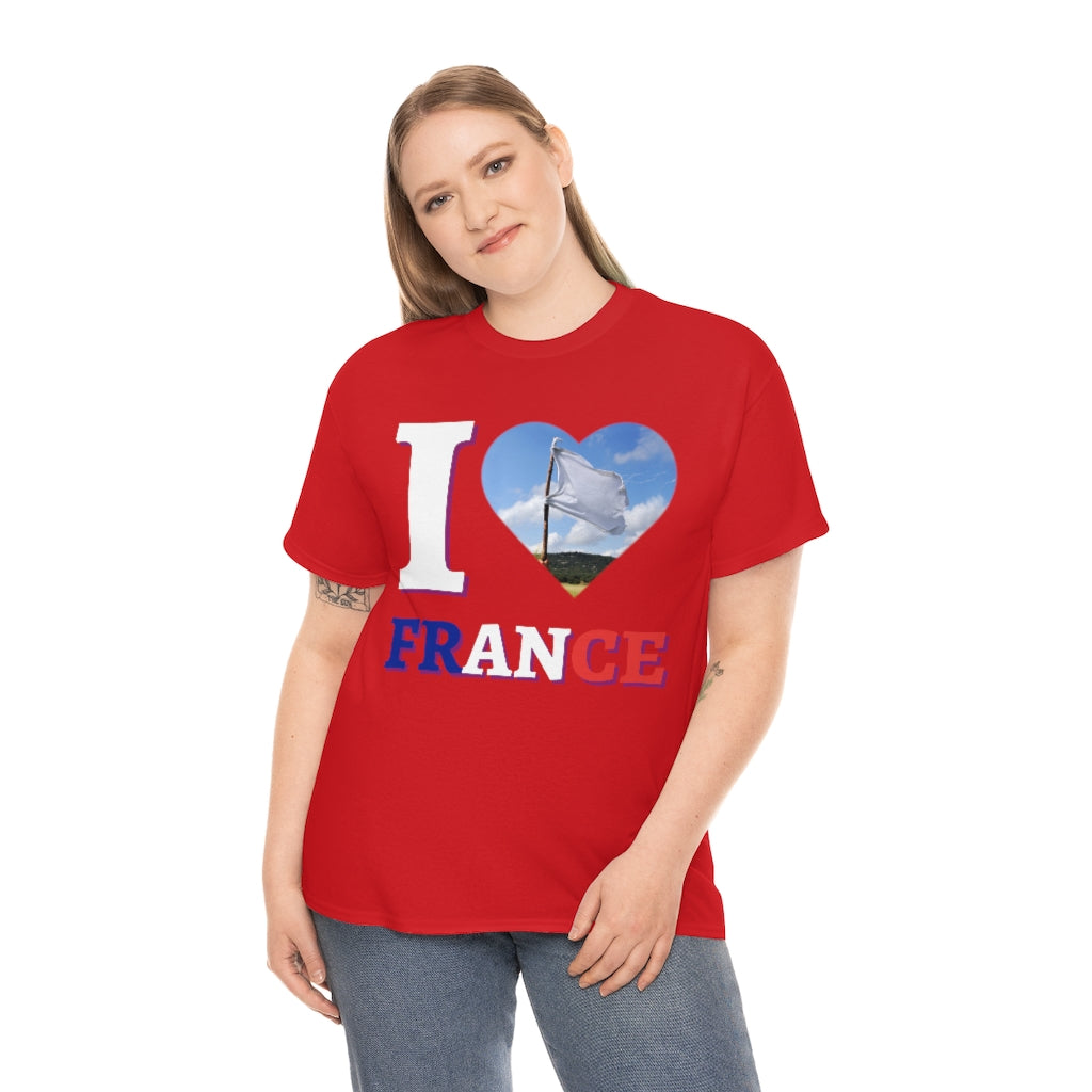 I Love France (White Flag) - Unisex Heavy Cotton Tee - All Colors