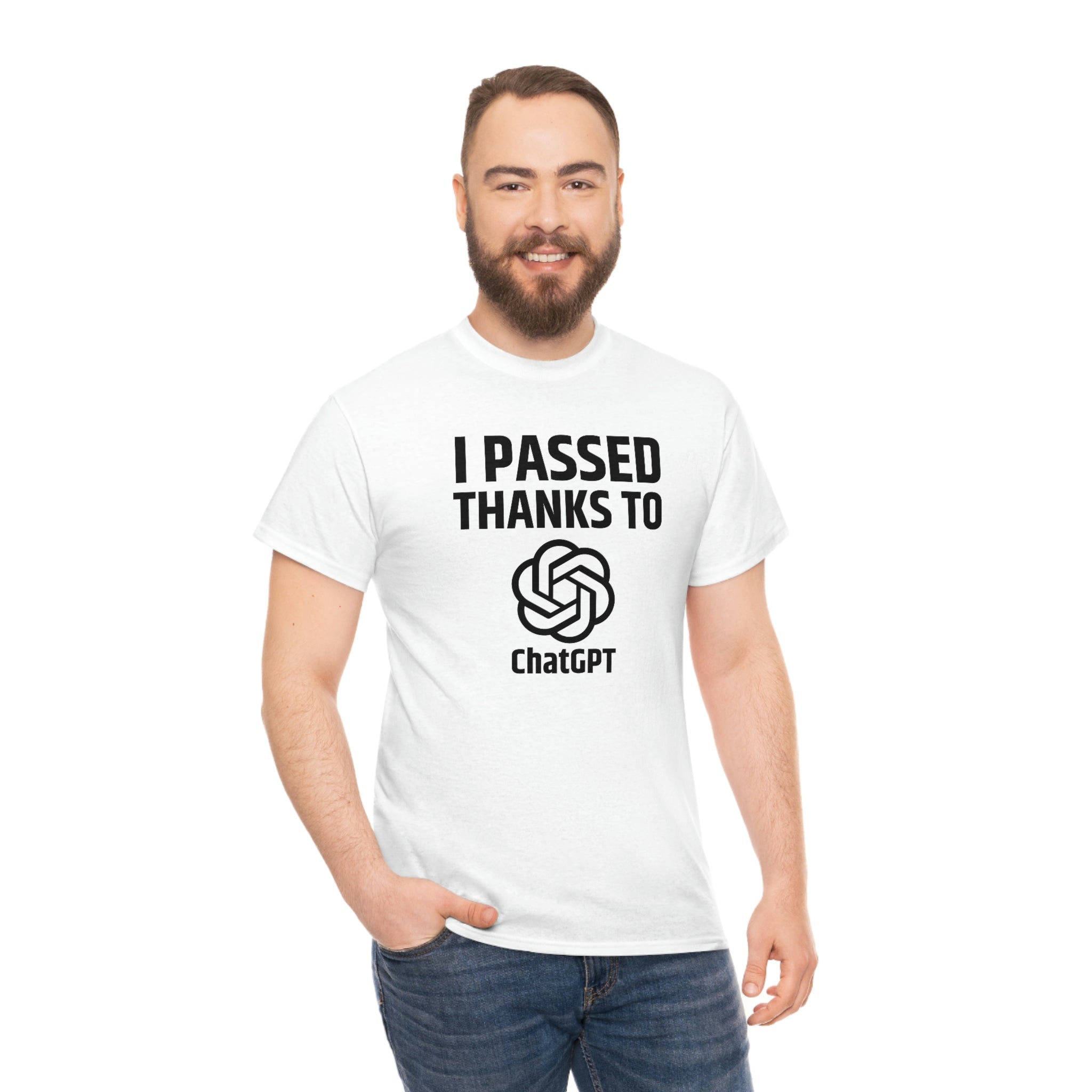 I Passed thanks to ChatGPT - Unisex Heavy Cotton Tee