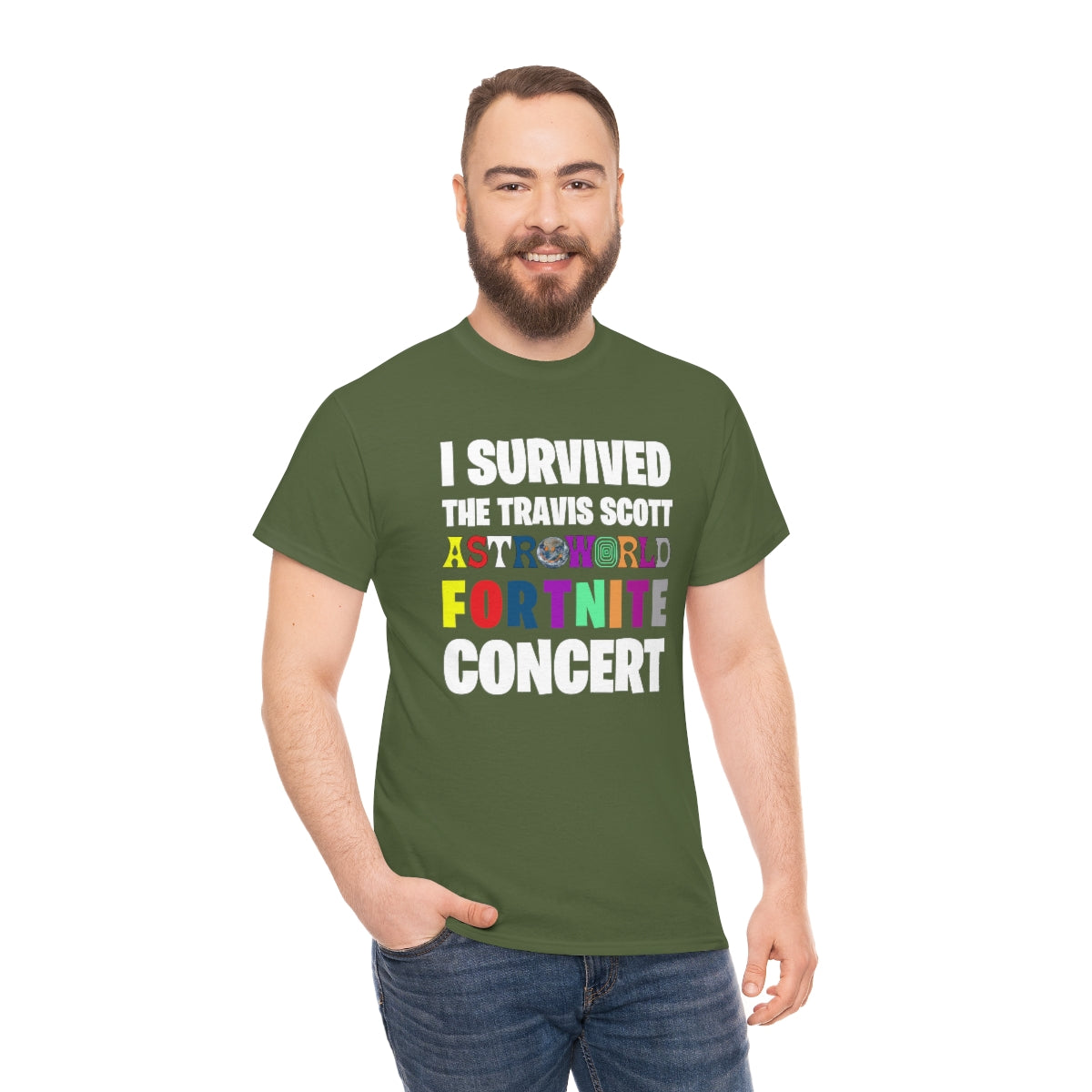 I SURVIVED THE TRAVIS SCOTT FORTNITE CONCERT - Unisex Heavy Cotton Tee - All Colors