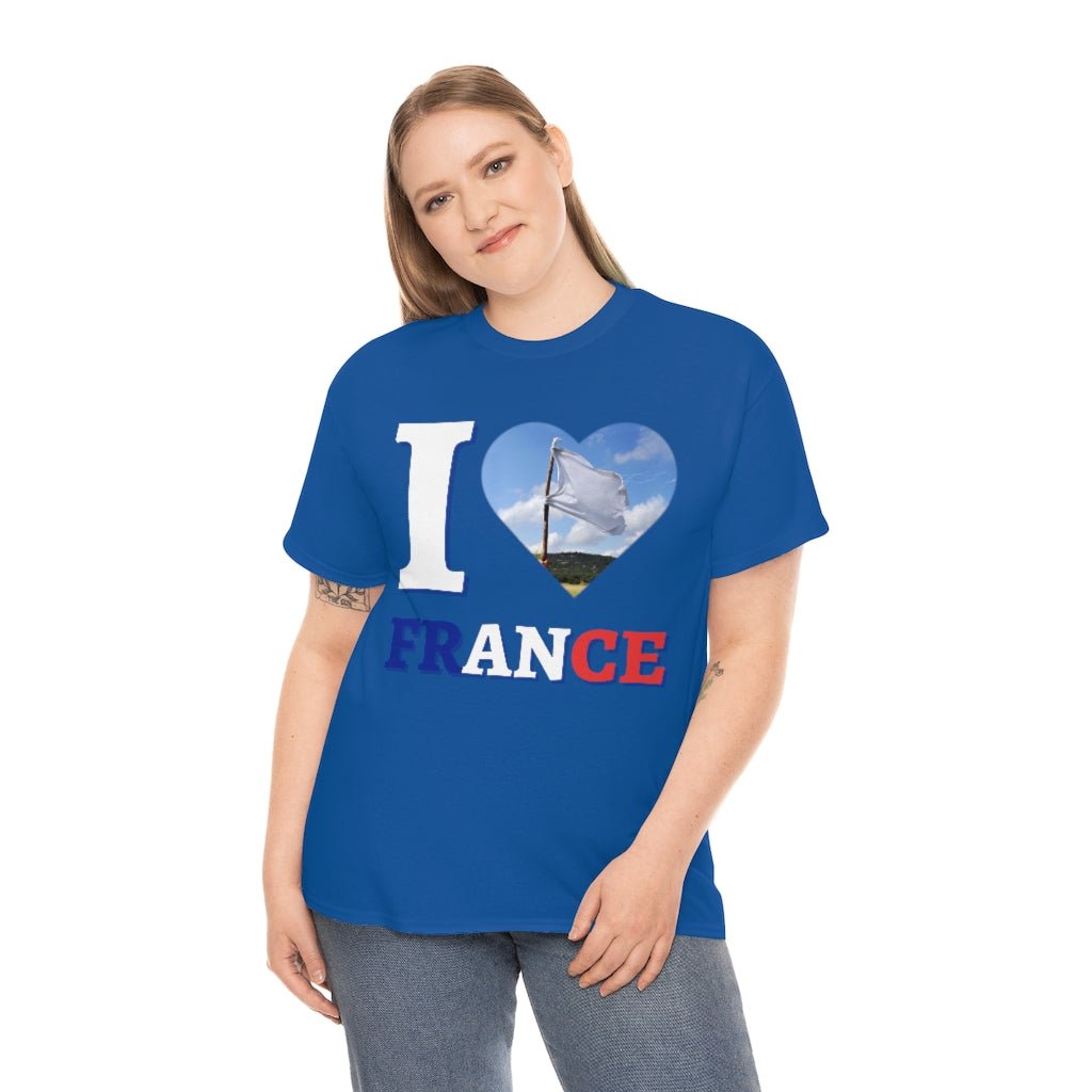 I Love France (White Flag) - Unisex Heavy Cotton Tee - All Colors