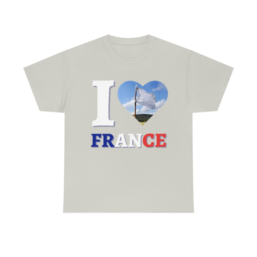 I Love France (White Flag) - Unisex Heavy Cotton Tee - All Colors