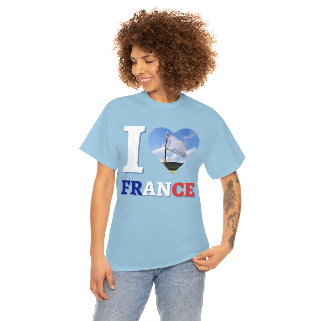 I Love France (White Flag) - Unisex Heavy Cotton Tee - All Colors