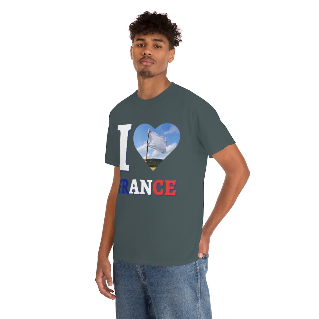 I Love France (White Flag) - Unisex Heavy Cotton Tee - All Colors