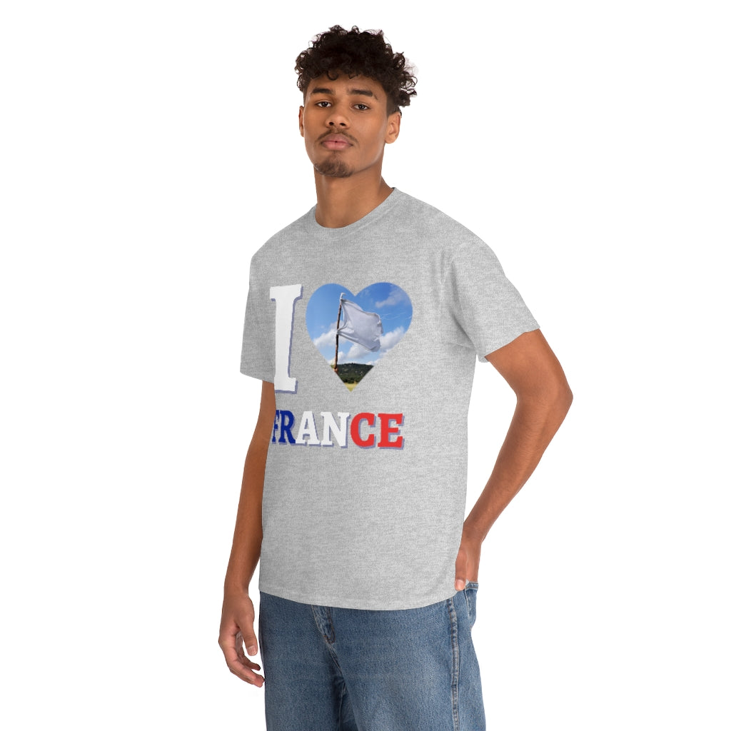 I Love France (White Flag) - Unisex Heavy Cotton Tee - All Colors