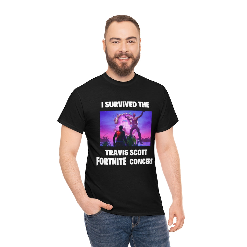 I Survived the Travis Scott Fortnite Concert - Unisex Heavy Cotton Tee - All Colors