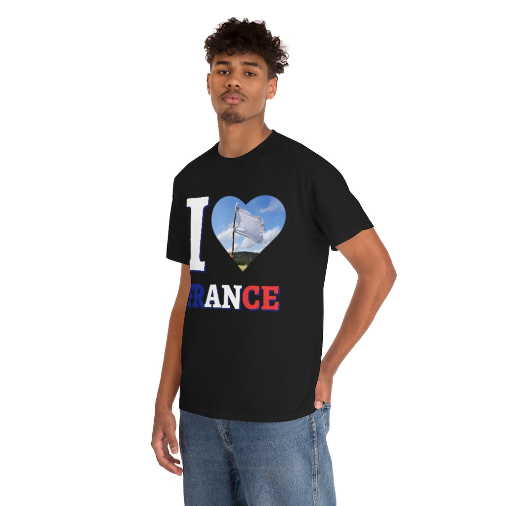 I Love France (White Flag) - Unisex Heavy Cotton Tee - All Colors