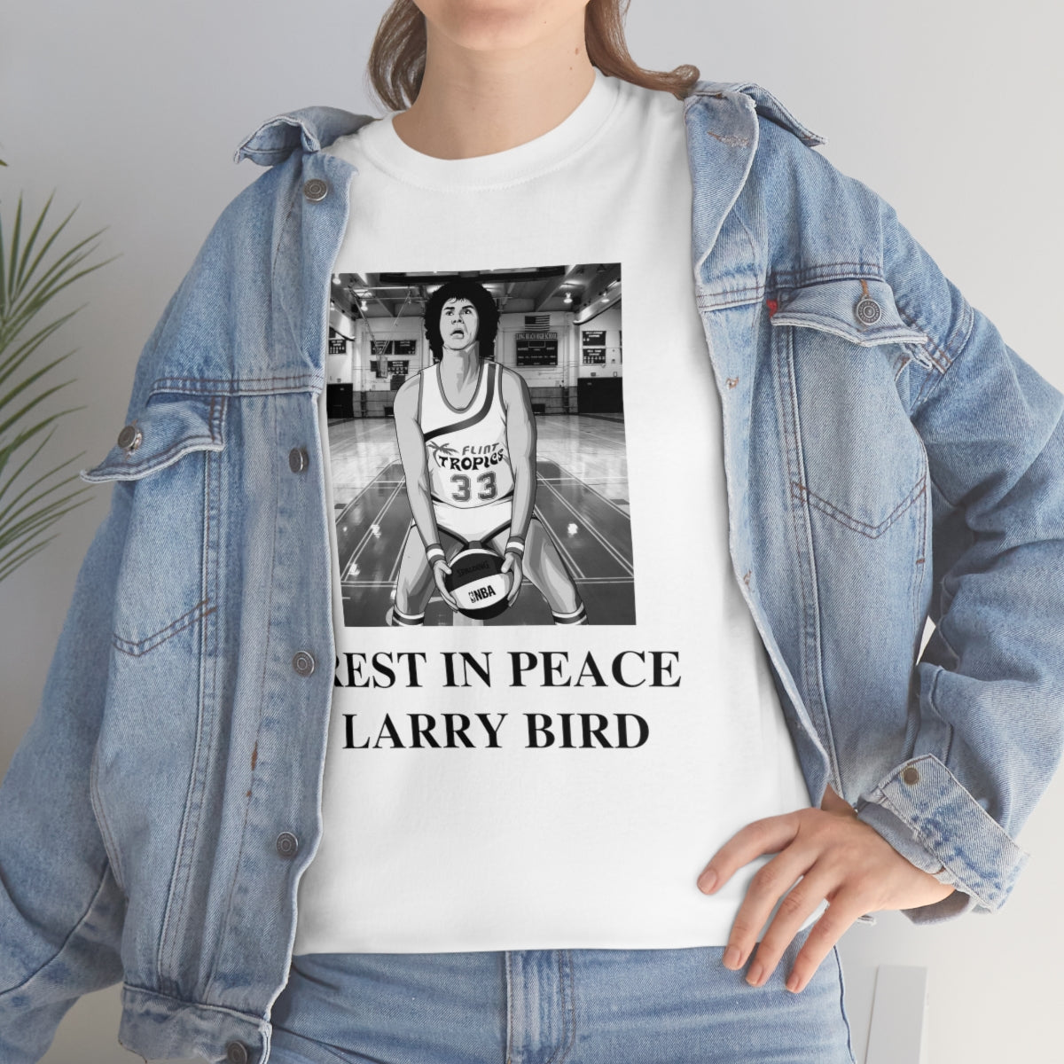 RIP Larry Bird (Jackie Moon Semipro) - Unisex Heavy Cotton Tee