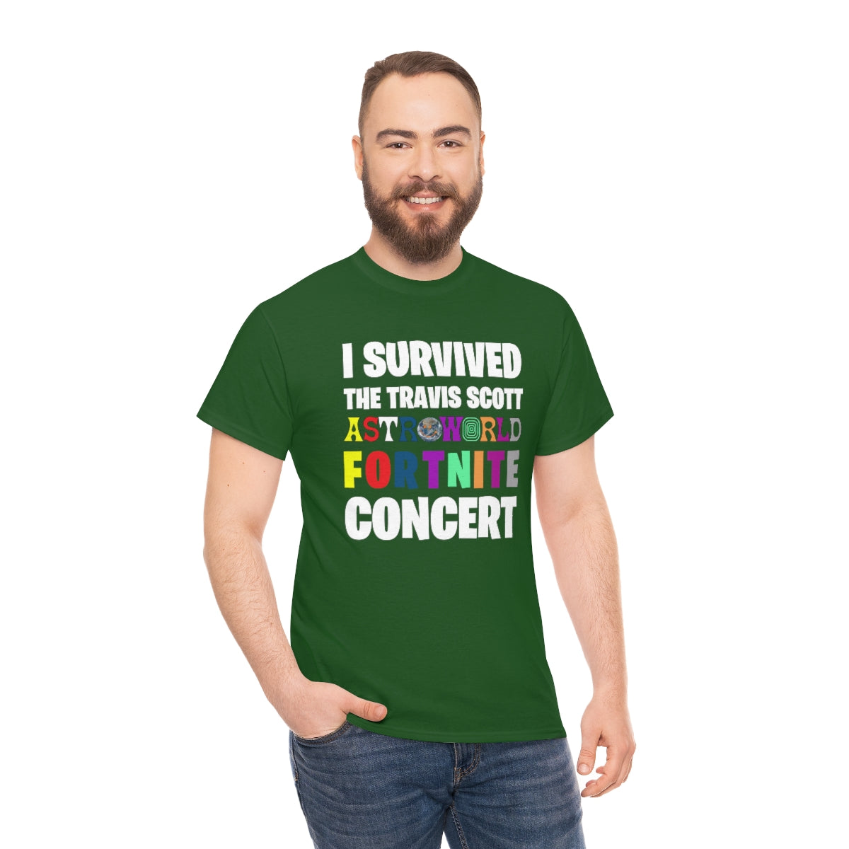 I SURVIVED THE TRAVIS SCOTT FORTNITE CONCERT - Unisex Heavy Cotton Tee - All Colors