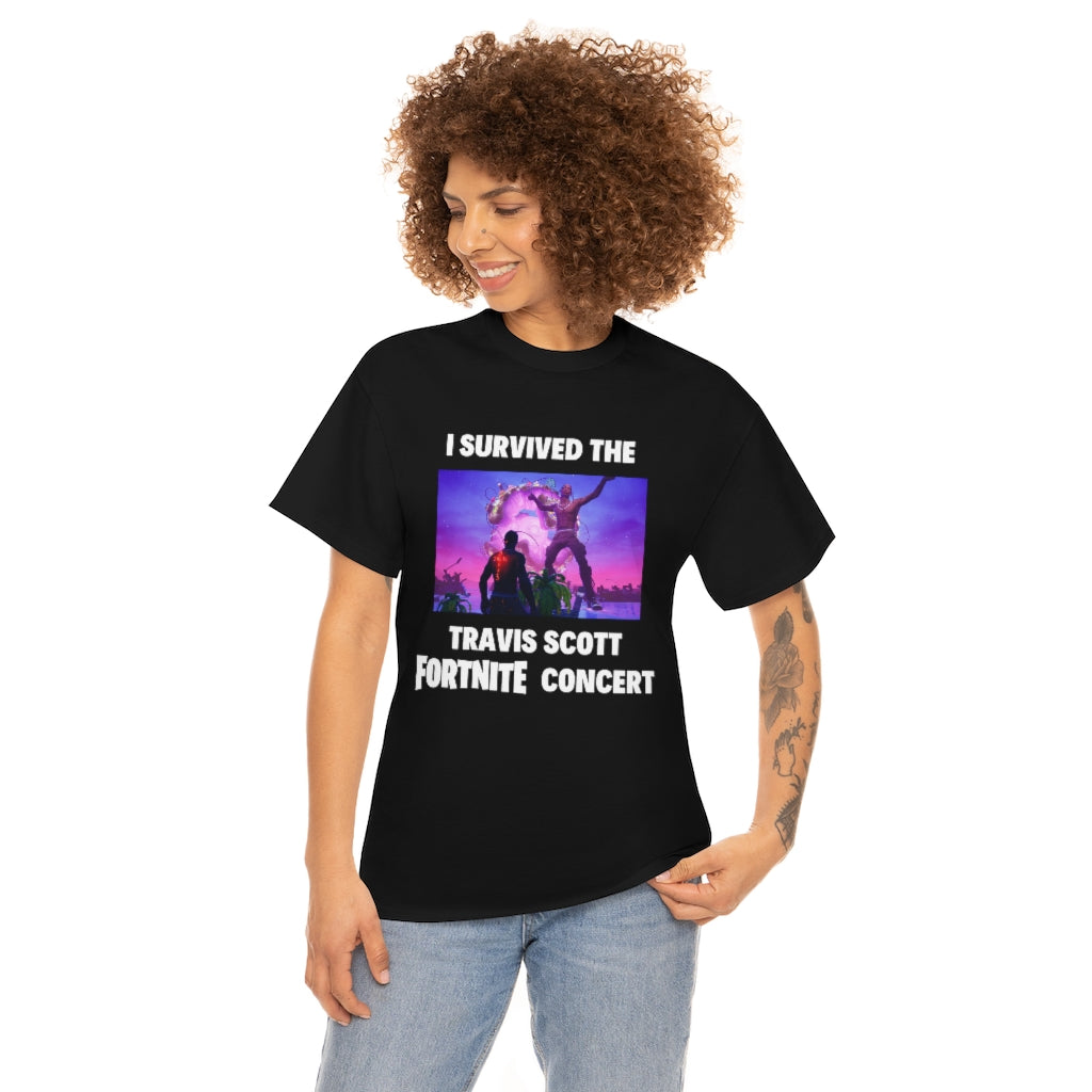 I Survived the Travis Scott Fortnite Concert - Unisex Heavy Cotton Tee - All Colors