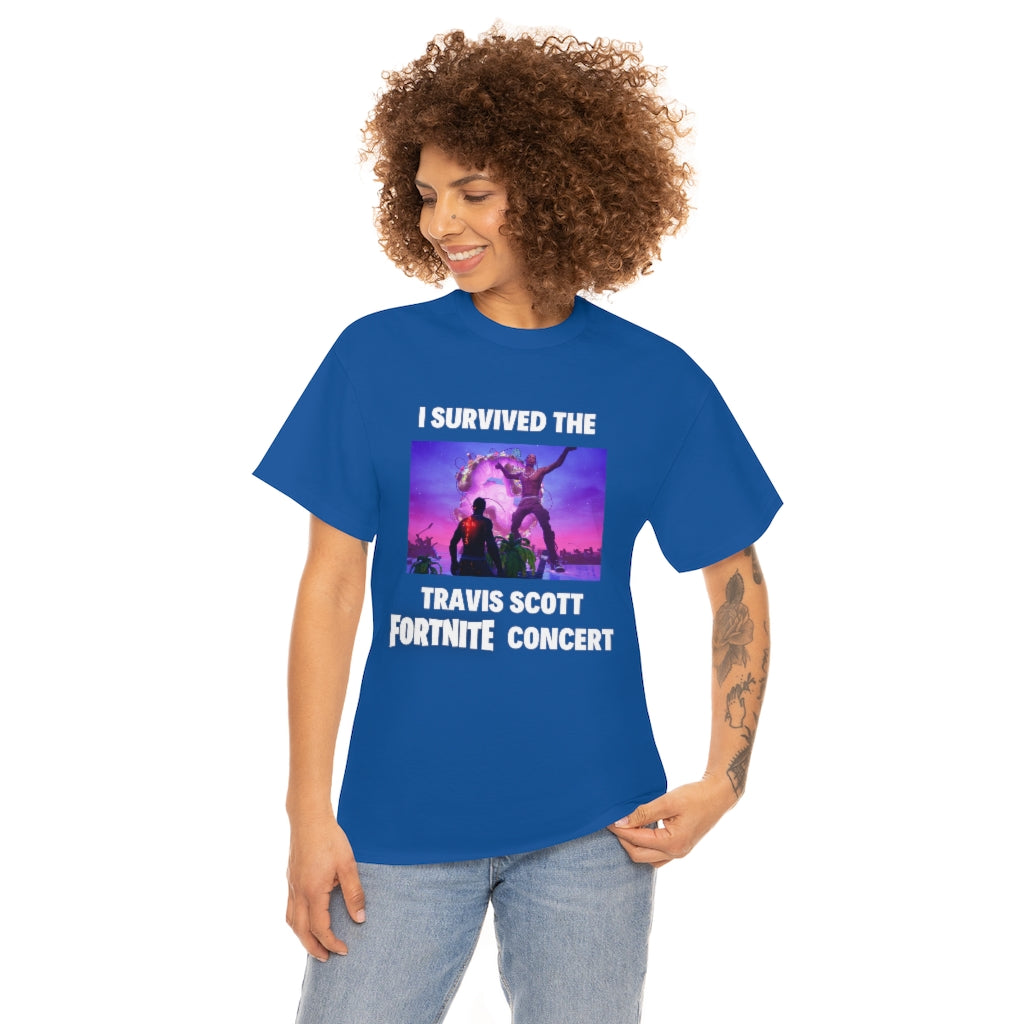 I Survived the Travis Scott Fortnite Concert - Unisex Heavy Cotton Tee - All Colors