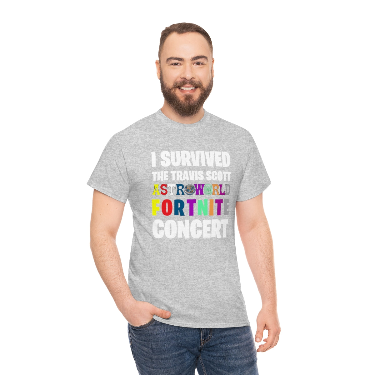 I SURVIVED THE TRAVIS SCOTT FORTNITE CONCERT - Unisex Heavy Cotton Tee - All Colors