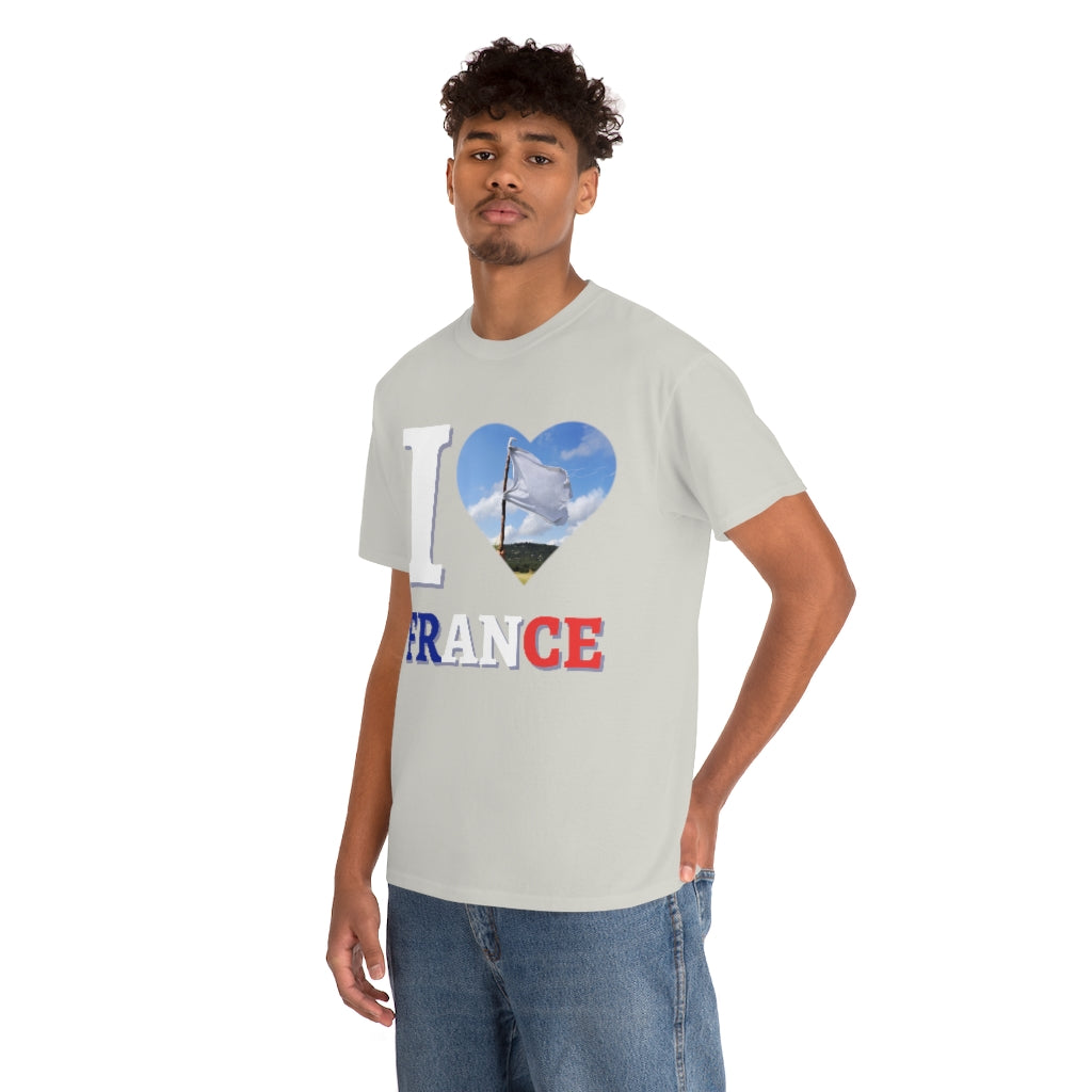 I Love France (White Flag) - Unisex Heavy Cotton Tee - All Colors