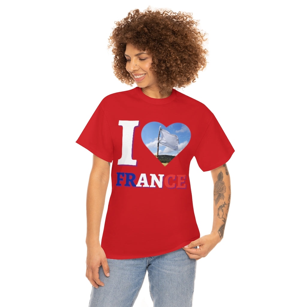 I Love France (White Flag) - Unisex Heavy Cotton Tee - All Colors