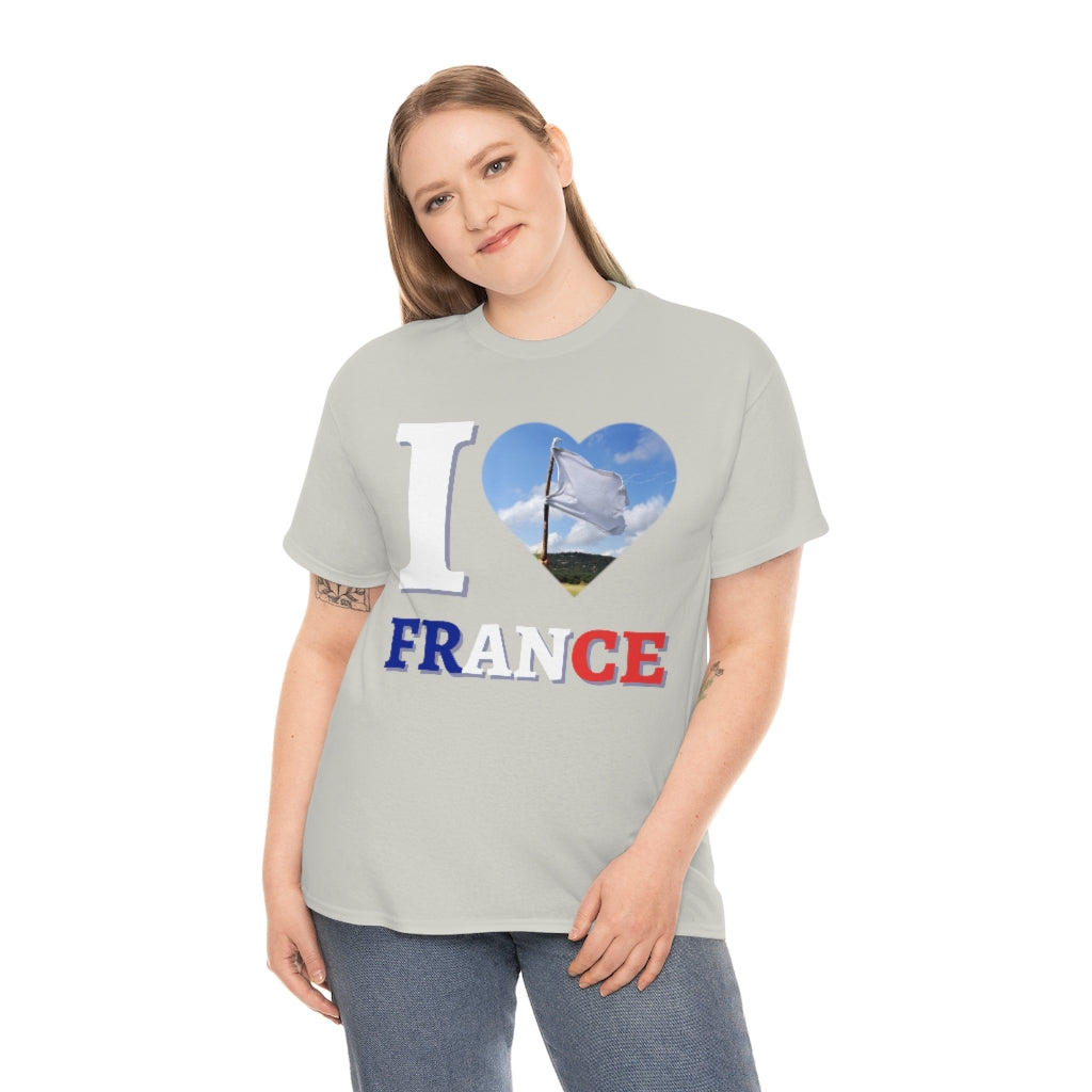 I Love France (White Flag) - Unisex Heavy Cotton Tee - All Colors