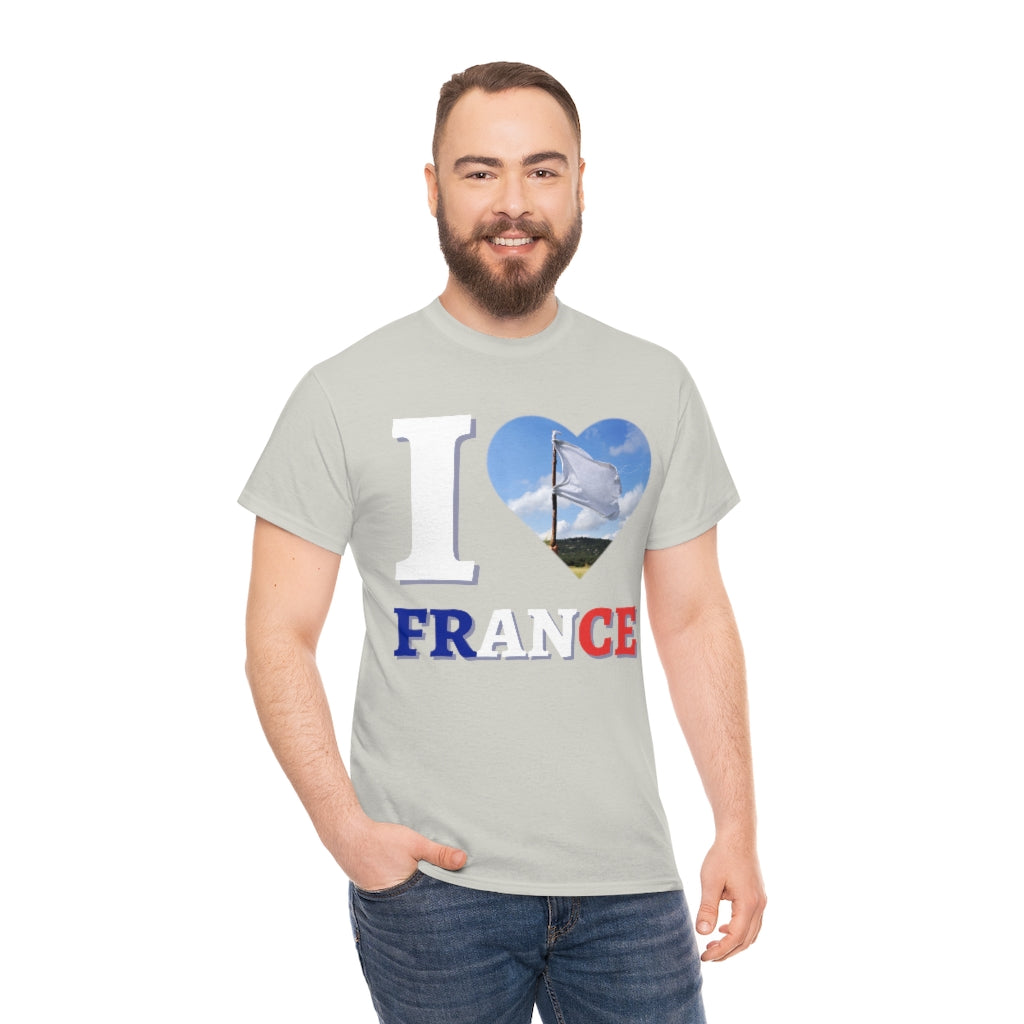 I Love France (White Flag) - Unisex Heavy Cotton Tee - All Colors