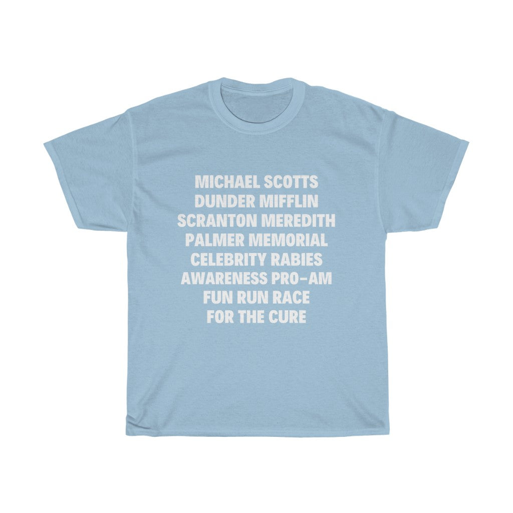 Michael Scotts Rabies Run for the cure - Unisex Heavy Cotton Tee - Black and Blue