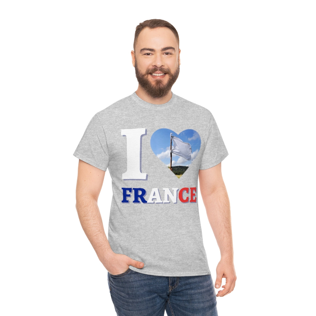 I Love France (White Flag) - Unisex Heavy Cotton Tee - All Colors