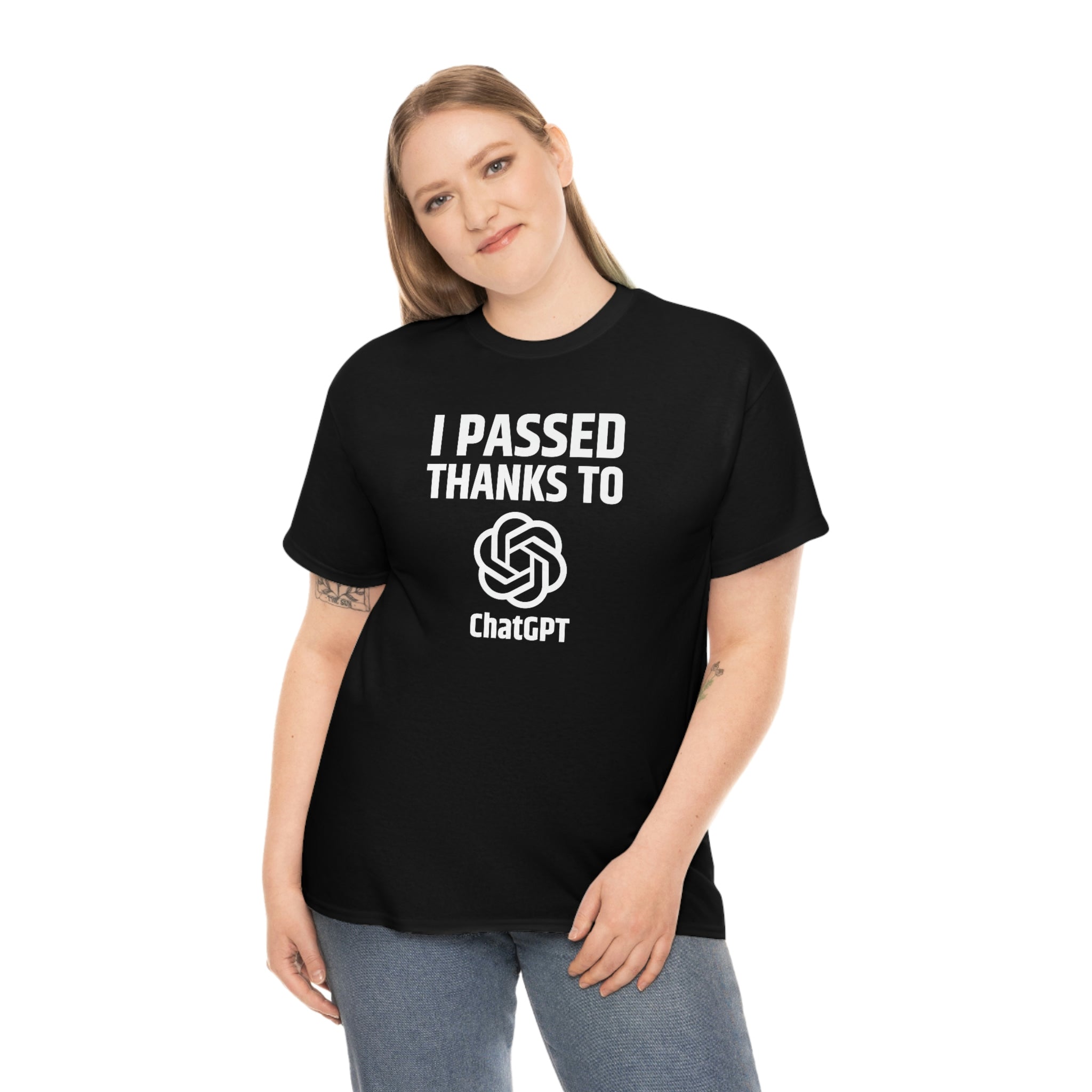 I Passed thanks to ChatGPT - Unisex Heavy Cotton Tee