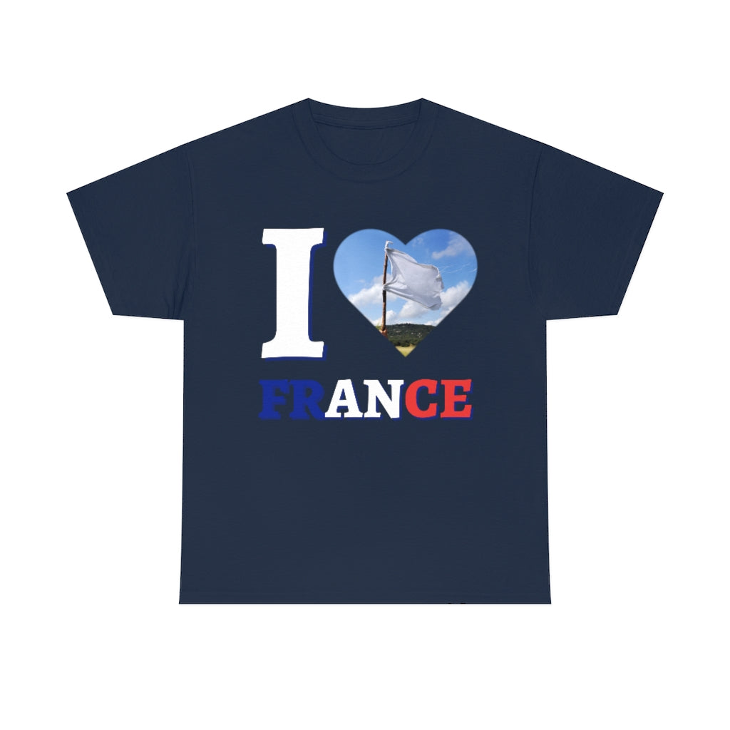 I Love France (White Flag) - Unisex Heavy Cotton Tee - All Colors