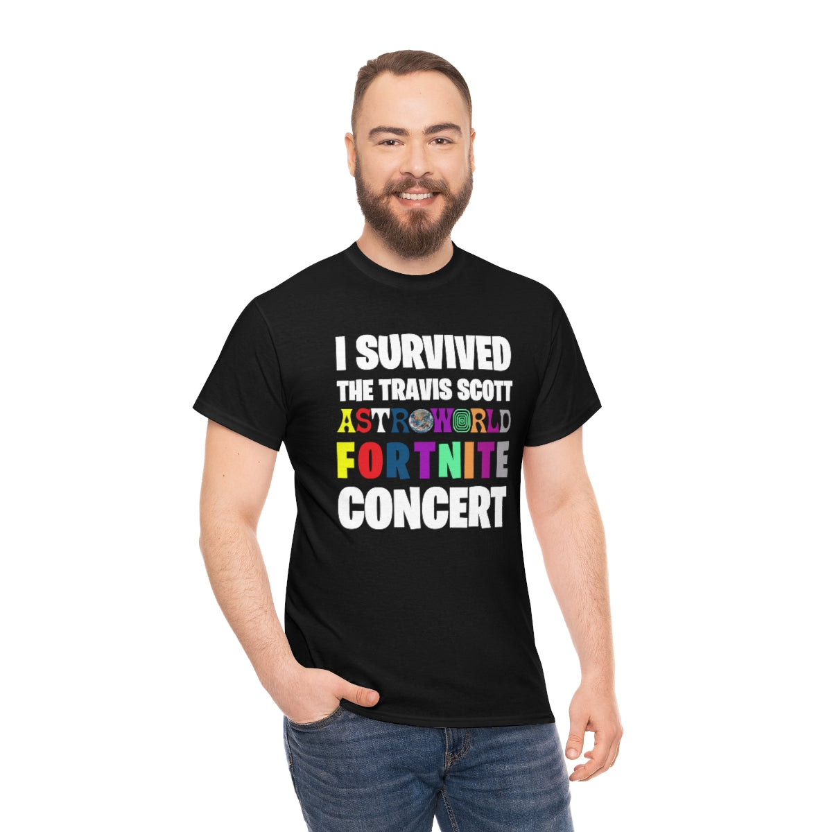 I SURVIVED THE TRAVIS SCOTT FORTNITE CONCERT - Unisex Heavy Cotton Tee - All Colors