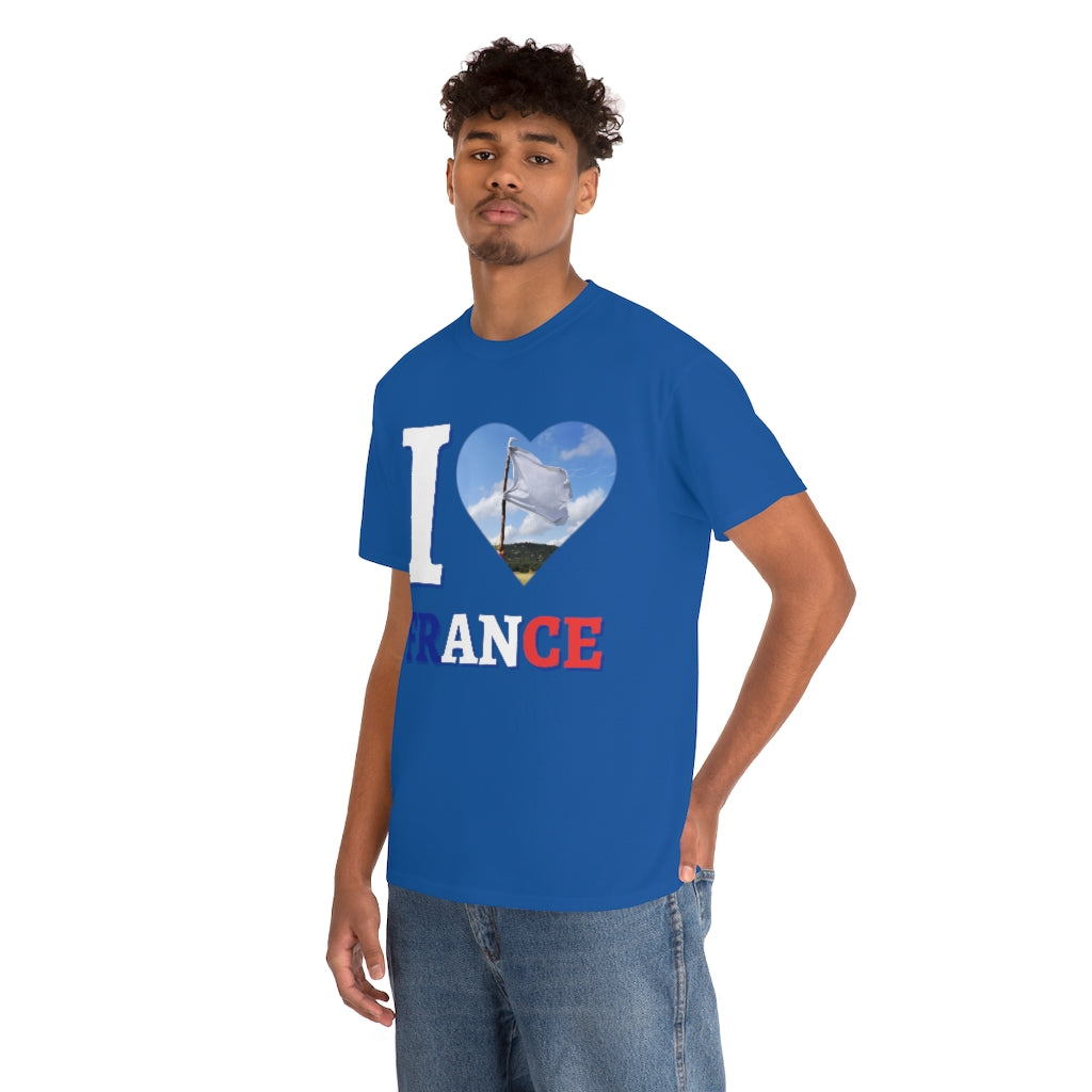 I Love France (White Flag) - Unisex Heavy Cotton Tee - All Colors