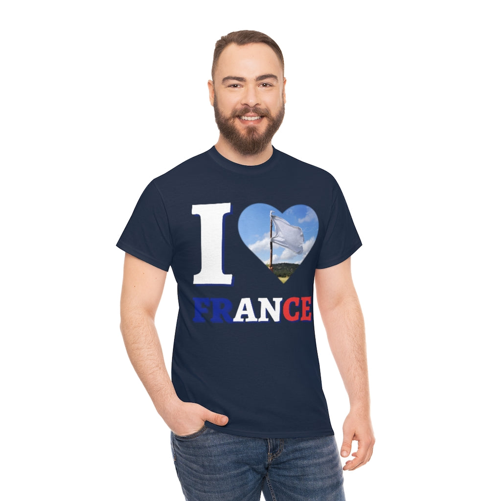 I Love France (White Flag) - Unisex Heavy Cotton Tee - All Colors