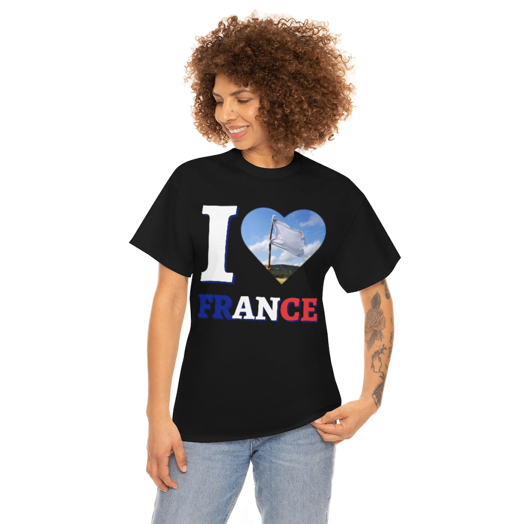 I Love France (White Flag) - Unisex Heavy Cotton Tee - All Colors