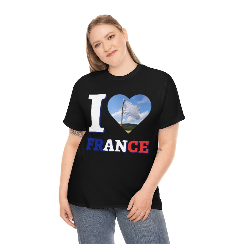 I Love France (White Flag) - Unisex Heavy Cotton Tee - All Colors