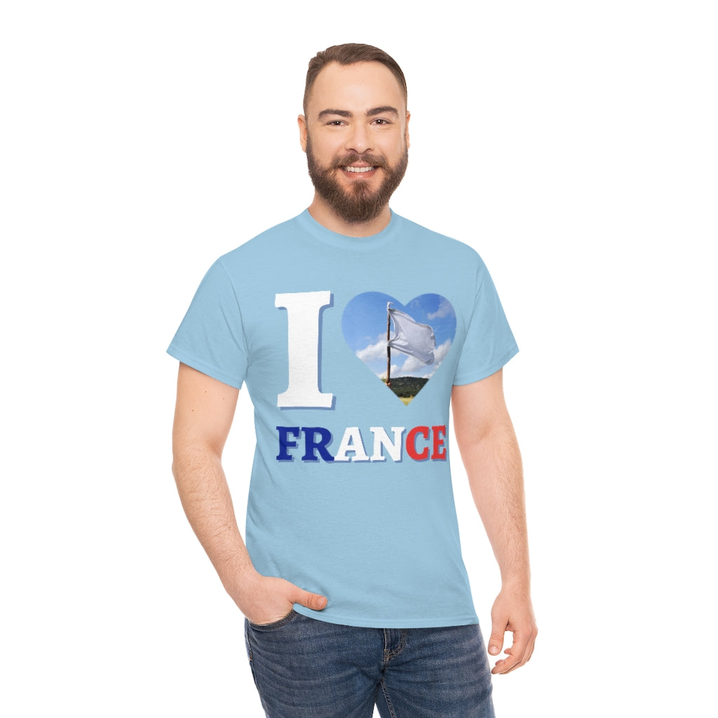 I Love France (White Flag) - Unisex Heavy Cotton Tee - All Colors