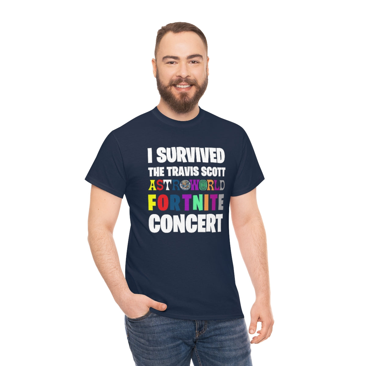 I SURVIVED THE TRAVIS SCOTT FORTNITE CONCERT - Unisex Heavy Cotton Tee - All Colors