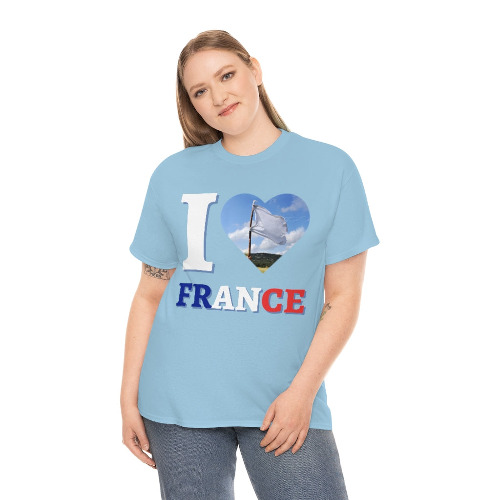 I Love France (White Flag) - Unisex Heavy Cotton Tee - All Colors