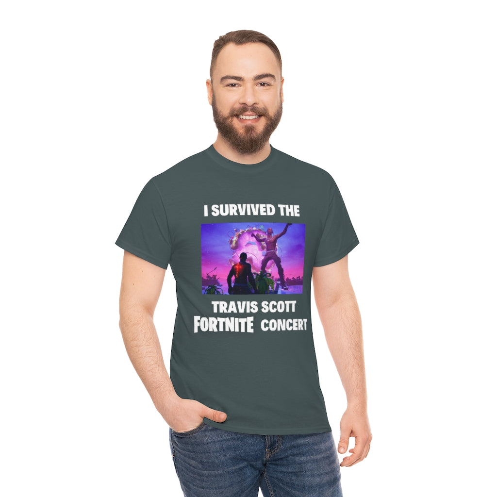 I Survived the Travis Scott Fortnite Concert - Unisex Heavy Cotton Tee - All Colors