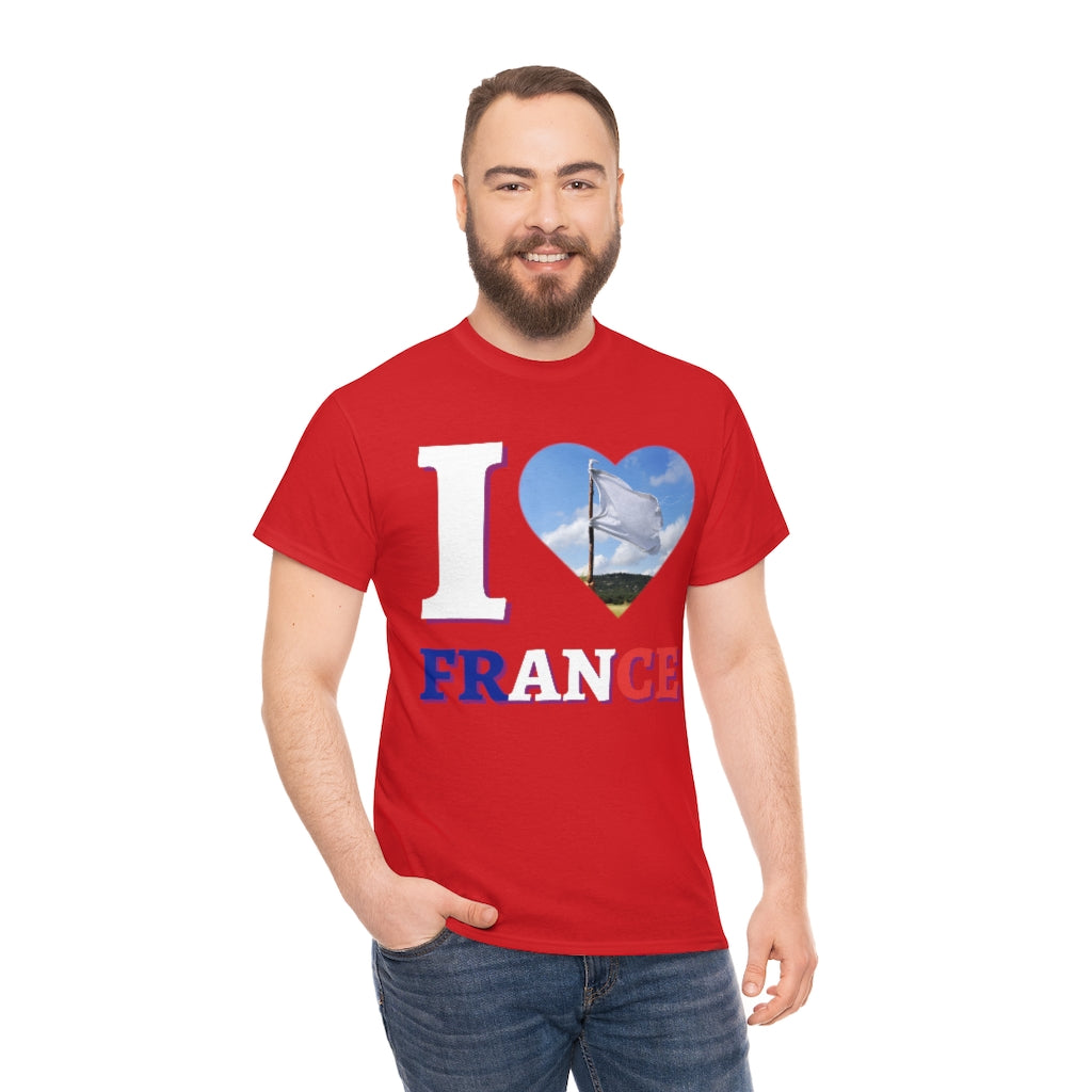 I Love France (White Flag) - Unisex Heavy Cotton Tee - All Colors